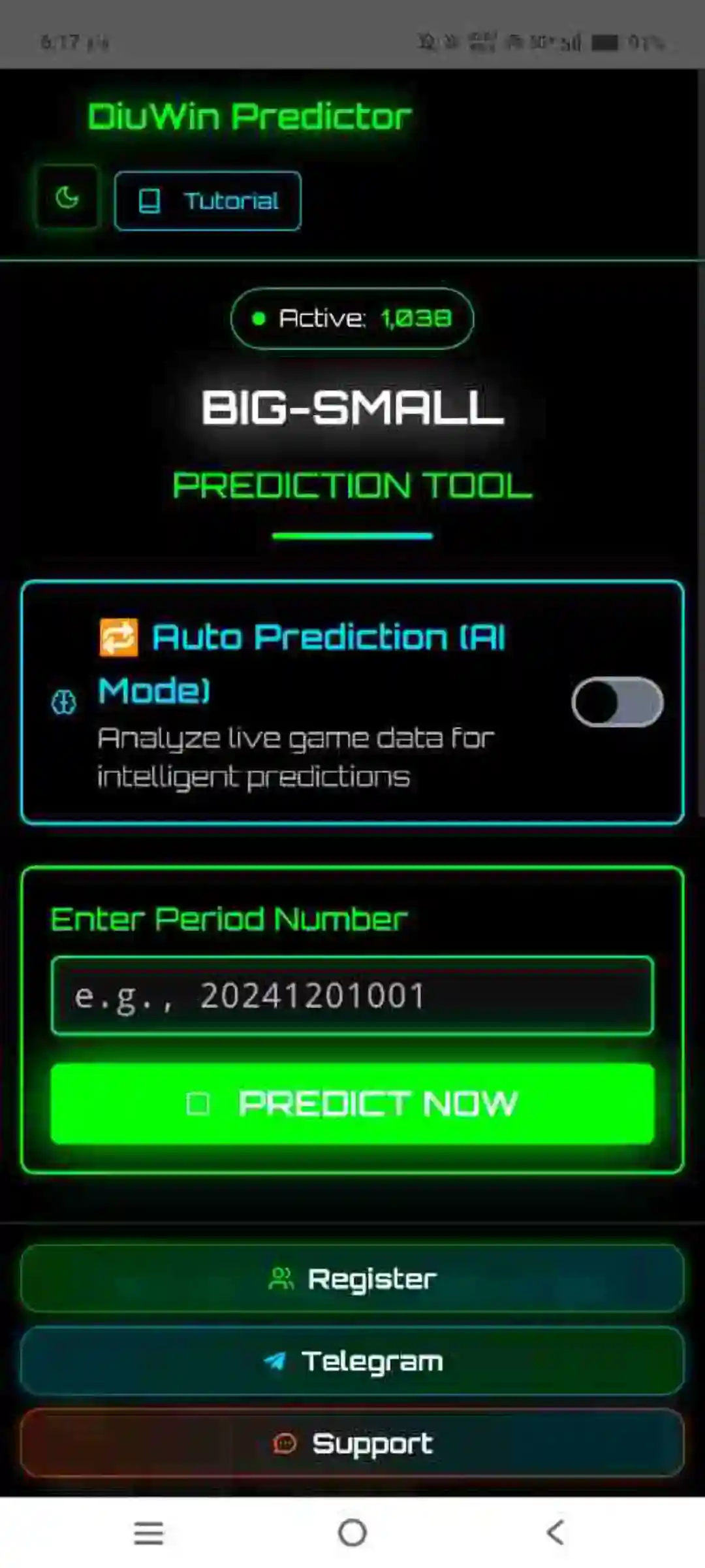 Screenshot of Download Big Small APK v1.0 (AI Prediction App for Big/Small Game) Latest 2025 APK interface