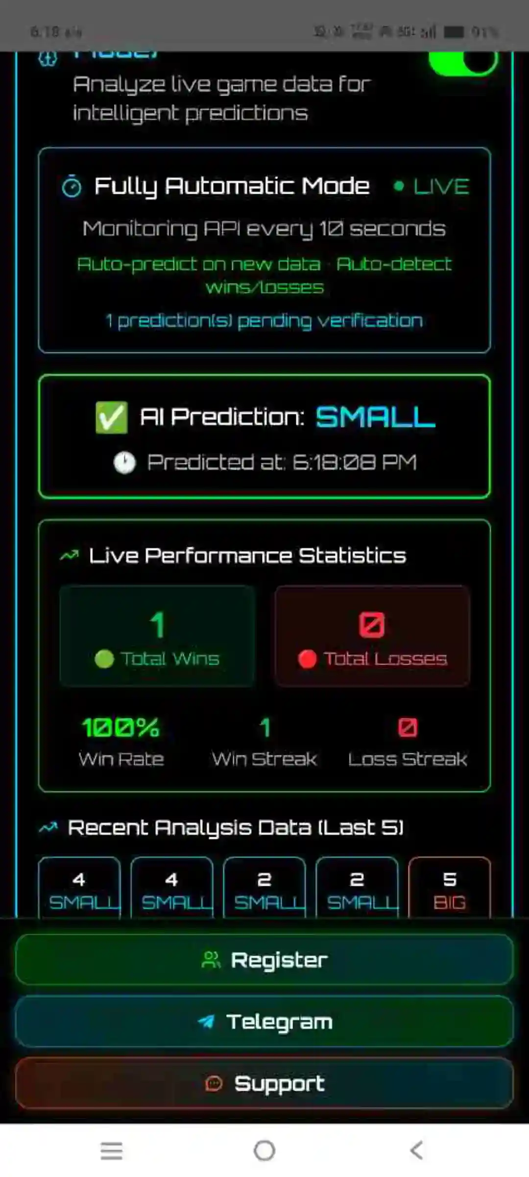 Screenshot of Download Big Small APK v1.0 (AI Prediction App for Big/Small Game) Latest 2025 APK interface